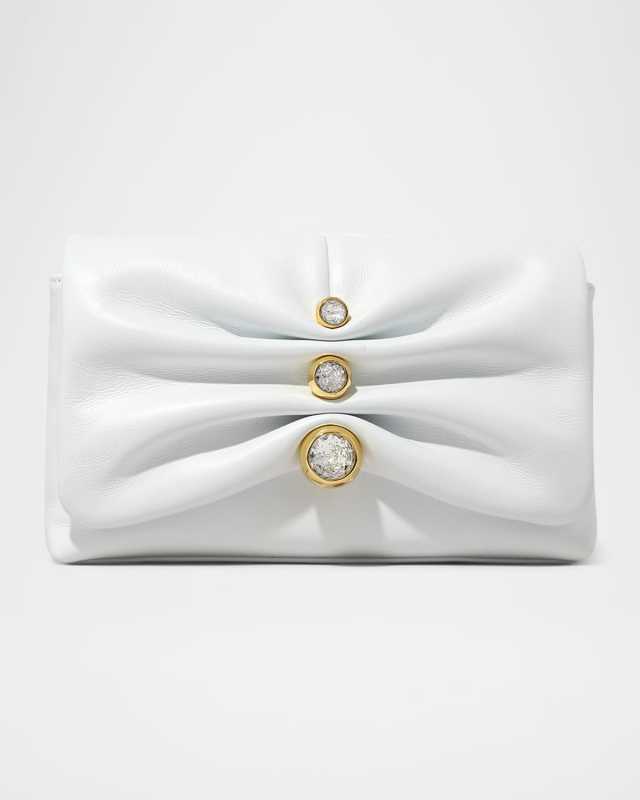 Ruched Crystal Leather Crossbody Bag